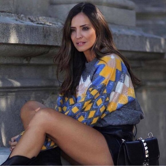 Zara Glittery Diamond Argyle Sweater - Picture 3 of 12